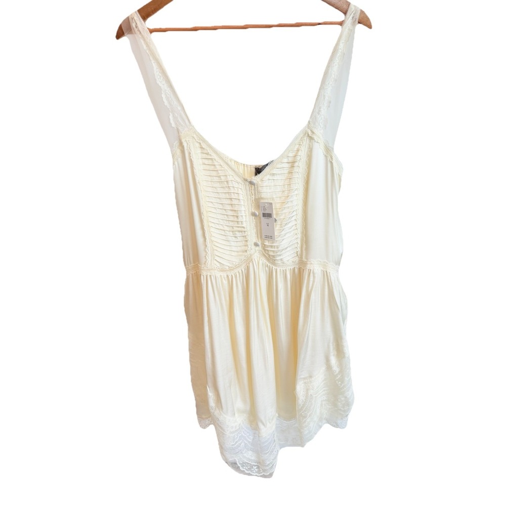 ANTHROPOLOGIE Lacey Satin Slip Dress Women's Size Medium Ivory NWT - Picture 2 of 8